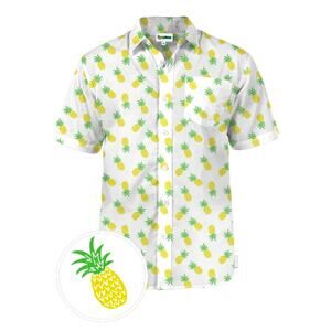 Sz XL TIPSY ELVES White Pineapple Print Short Sleeve Button Down Hawaiian Shirt